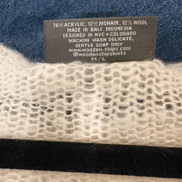 Wooden Ships Star Open Weave Scoop neck oversized sweater white M L - Picture 5 of 7